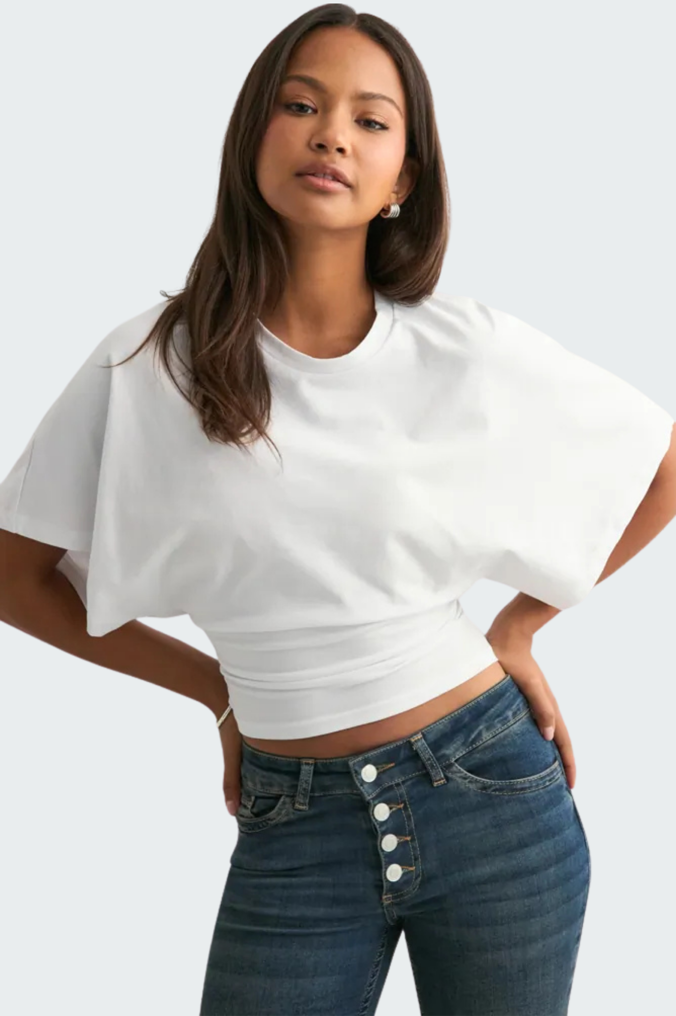 batwing sleeve crop tee