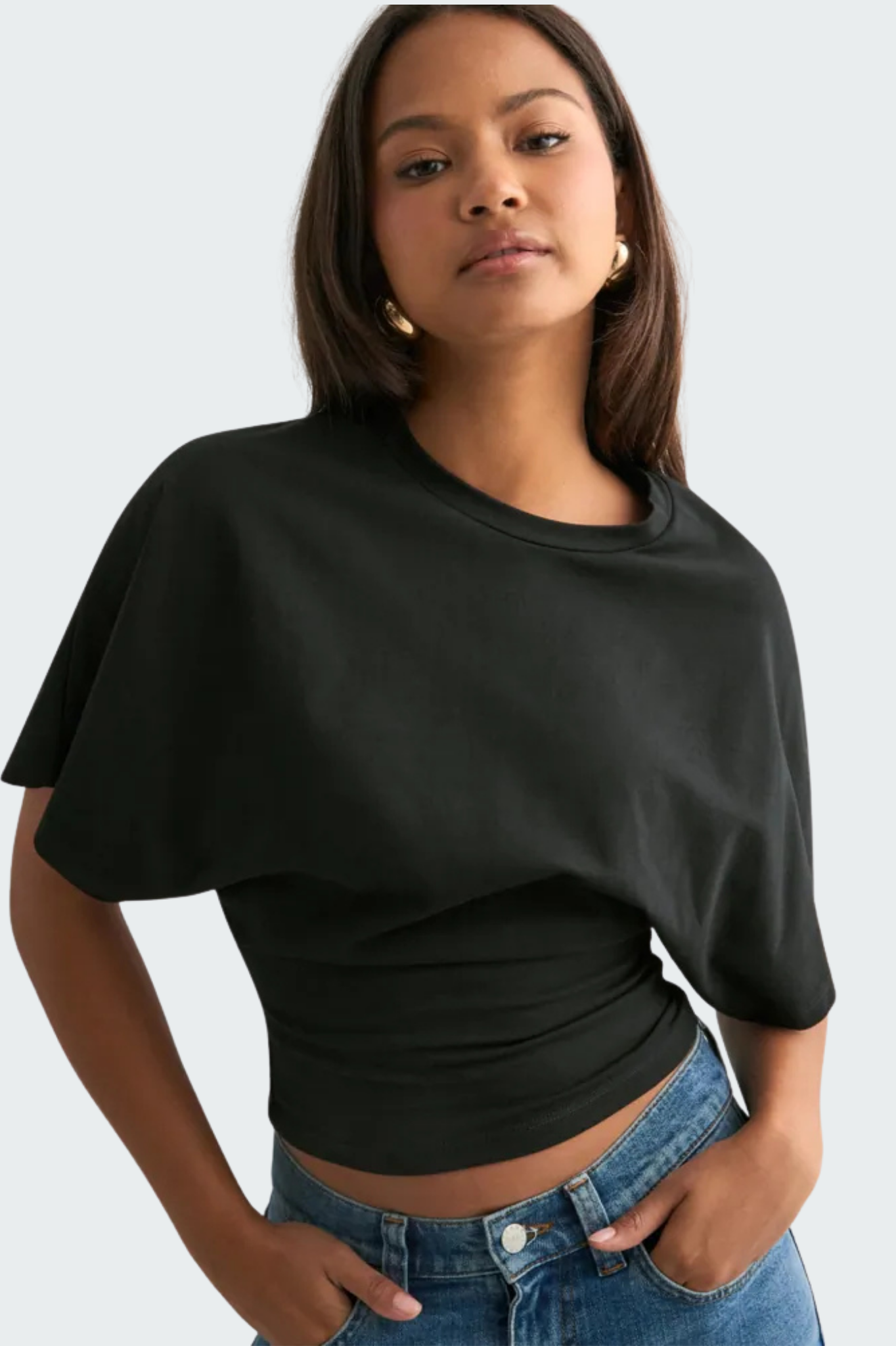 batwing sleeve crop tee