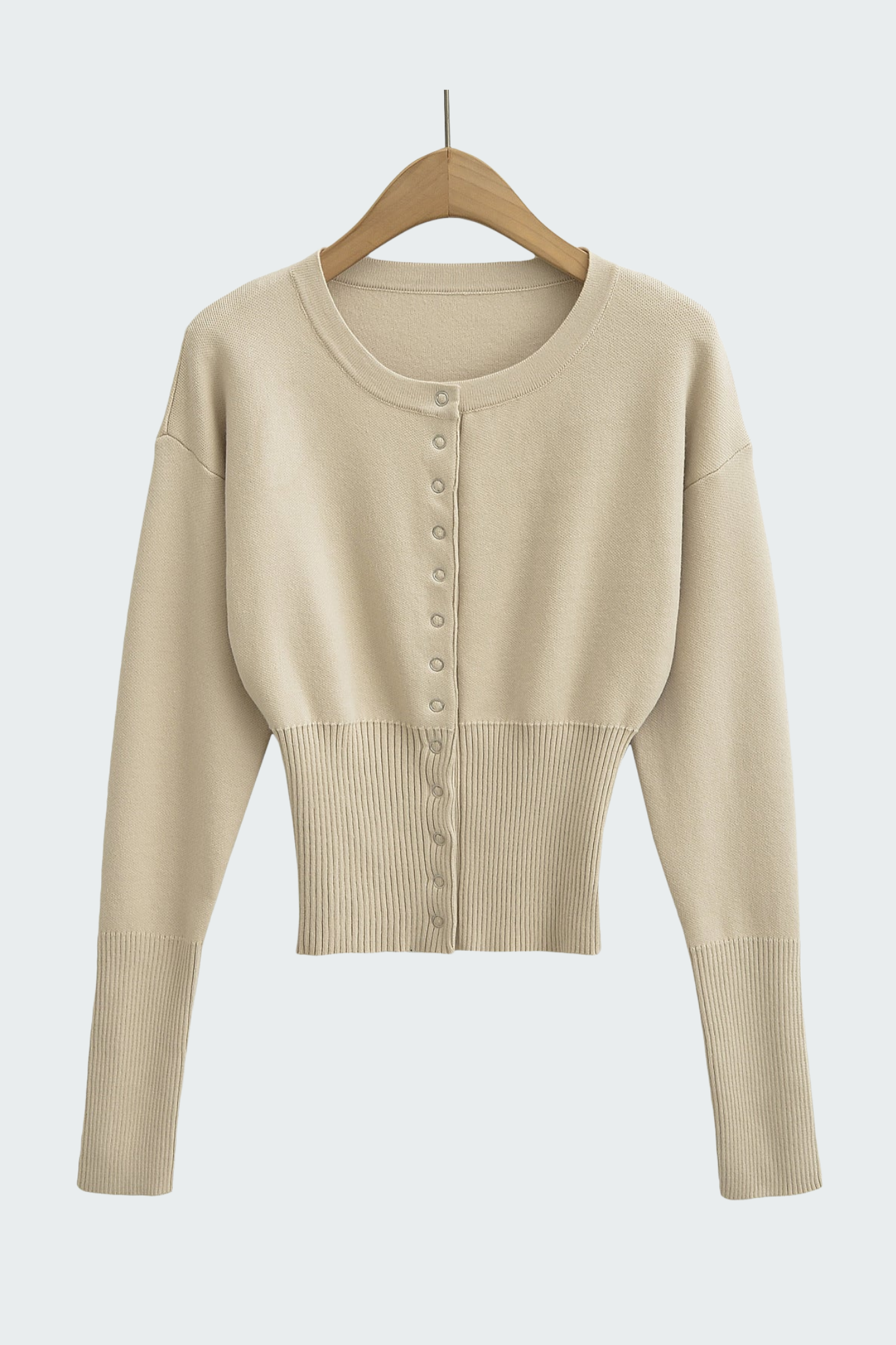 ribbed button crop cardigan