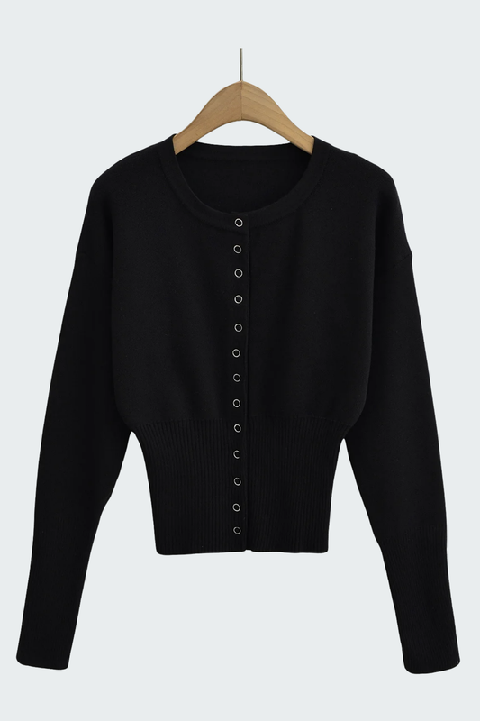 ribbed button crop cardigan