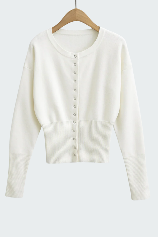 ribbed button crop cardigan