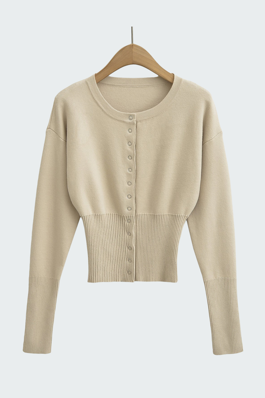ribbed button crop cardigan